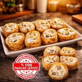 Dadak Ballı Kadayıf Kaplamalı Kaymaklı Badem Lokum