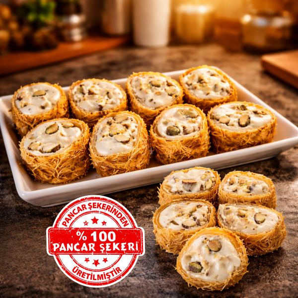 Dadak Ballı Kadayıf Kaplamalı Kaymaklı Badem Lokum